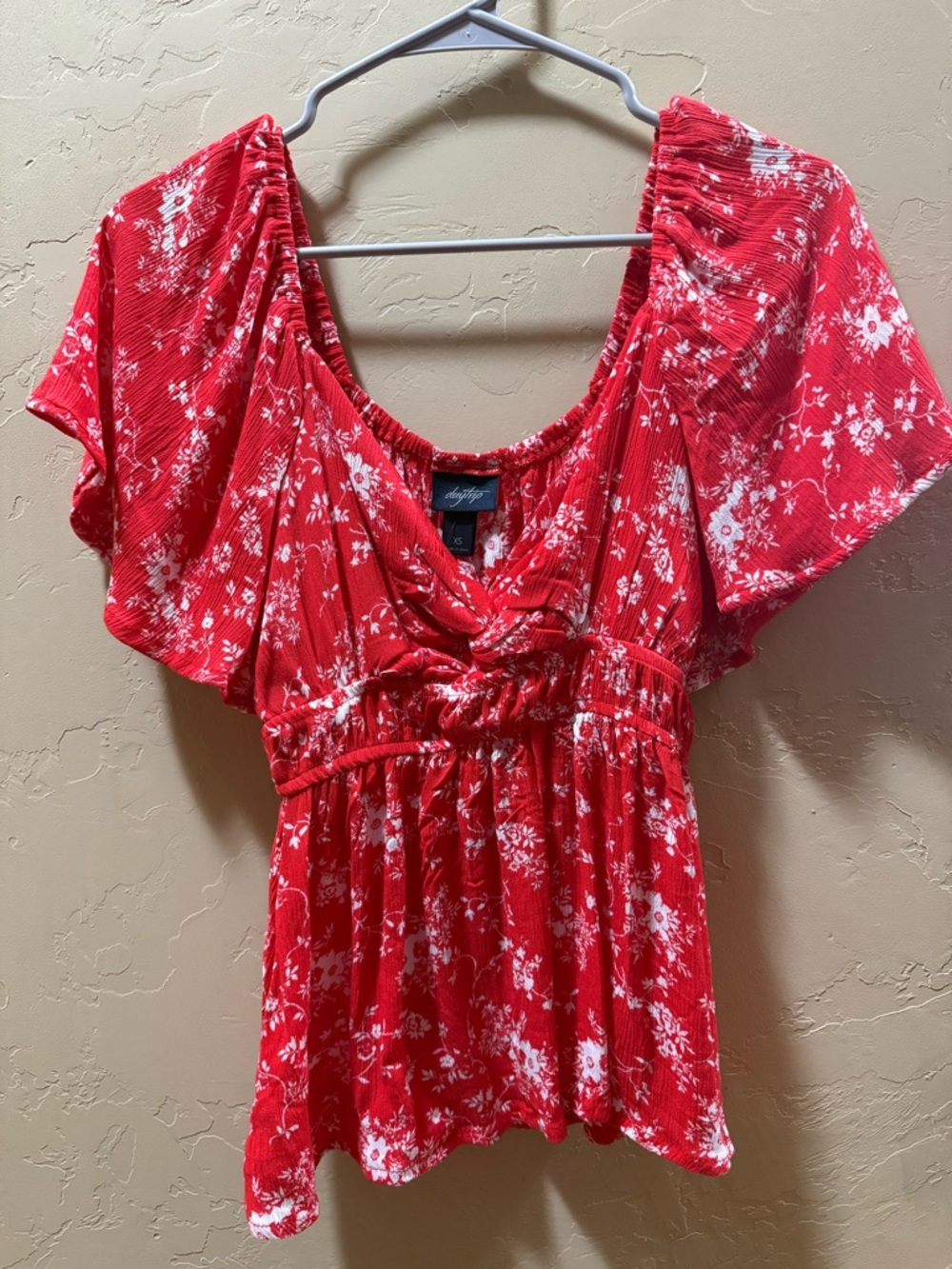 Daytrip Red Floral Peplum Tunic Top